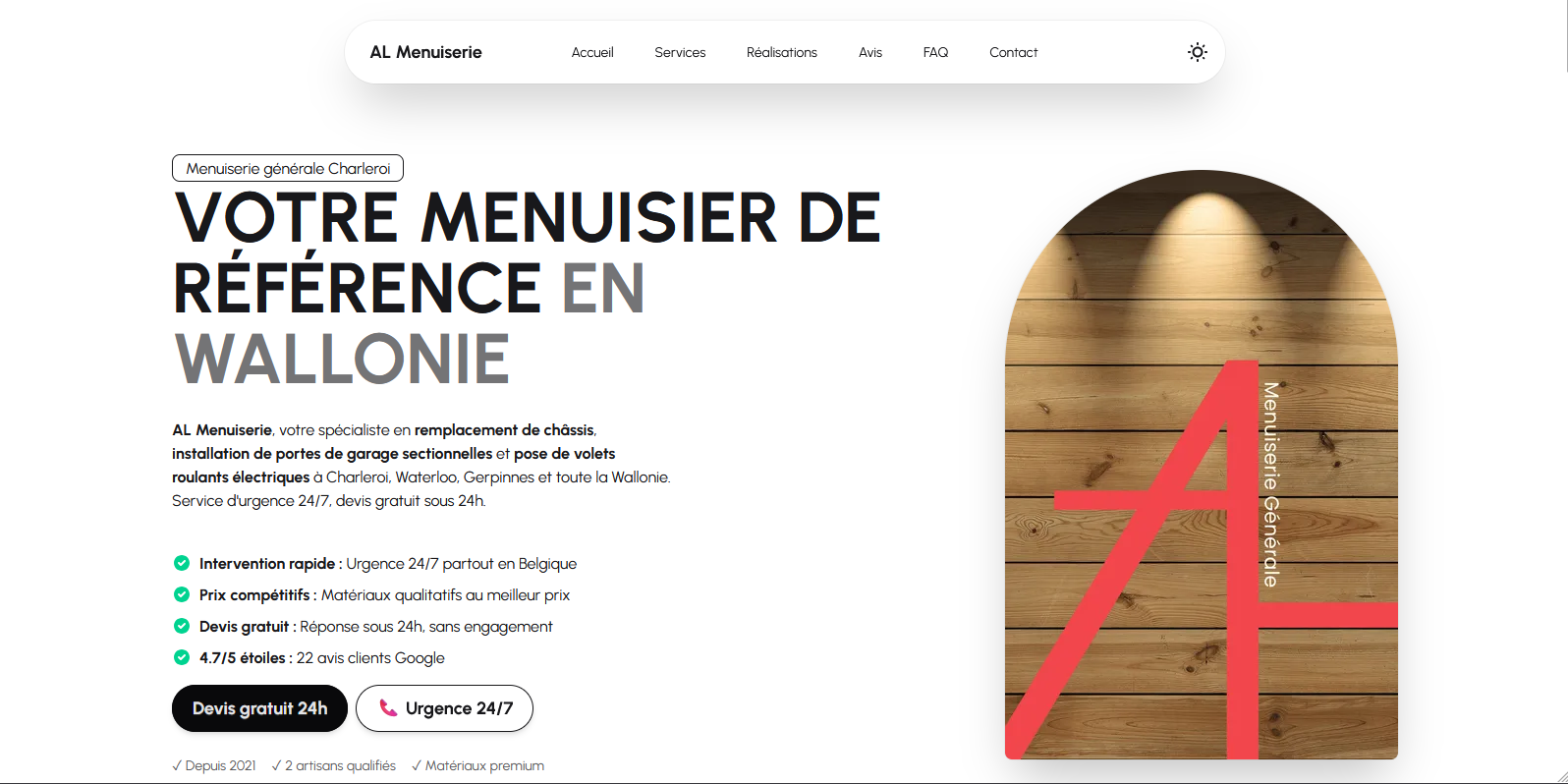 Site vitrine menuiserie 1