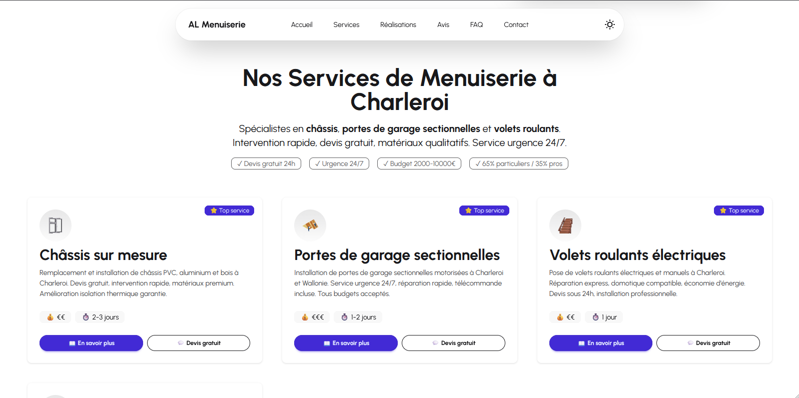 Site vitrine menuiserie 2