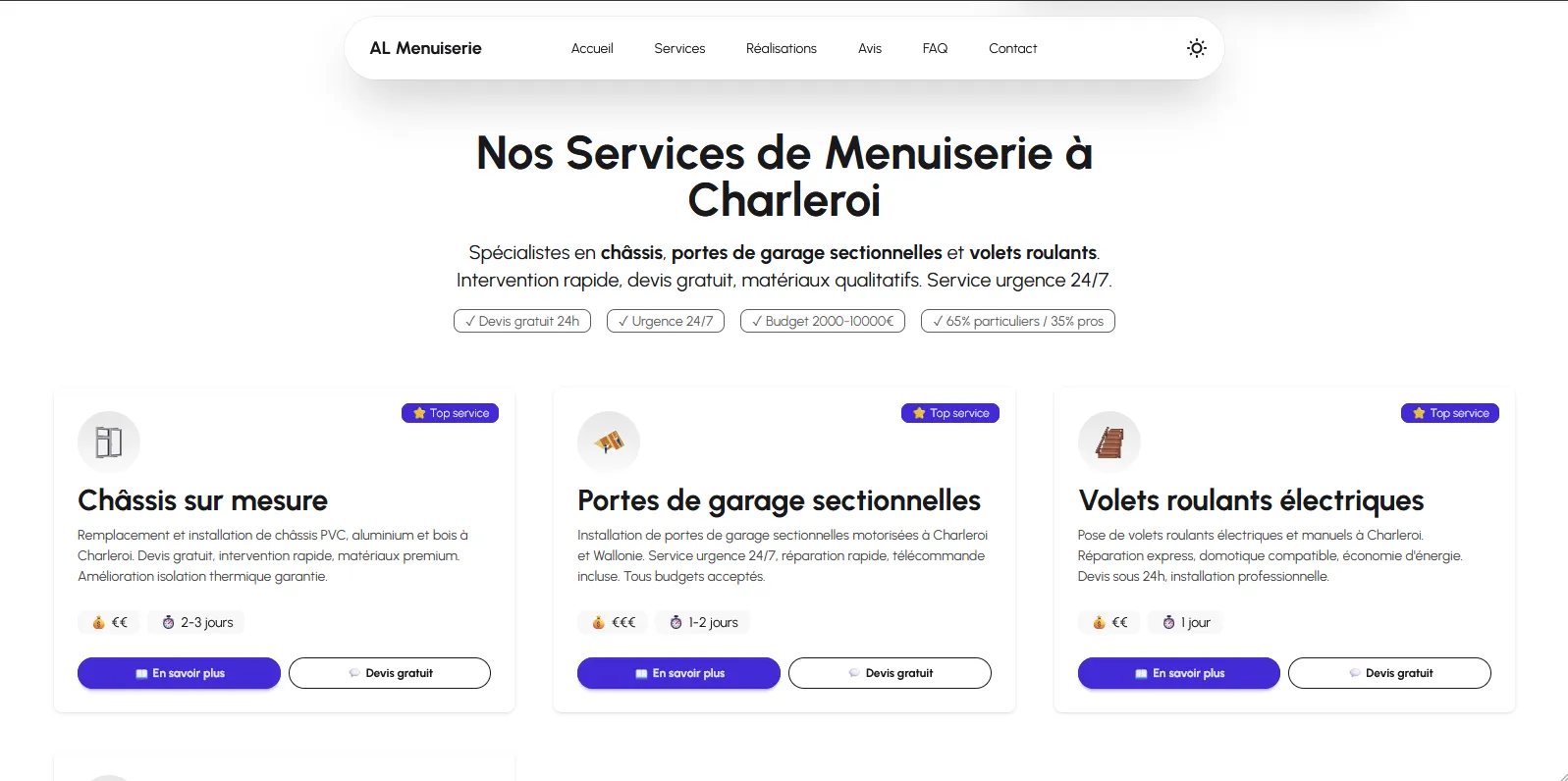 Site vitrine menuiserie 2