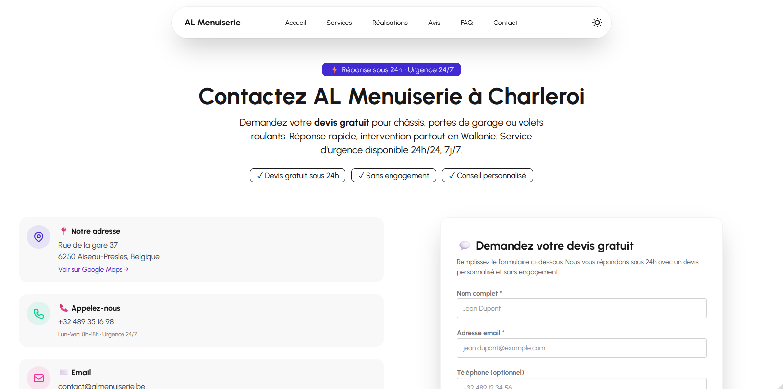 Site vitrine menuiserie 3