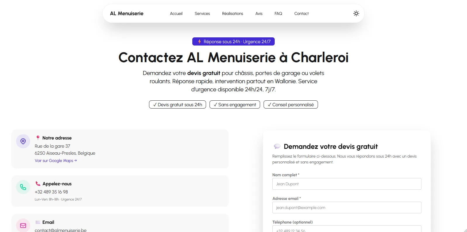 Site vitrine menuiserie 3
